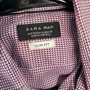 Zara Red and Blue Slim Fit Shirt
